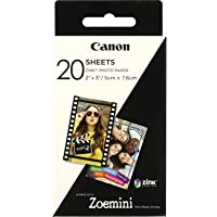 Los mejores  - Canon Zoemini Zink - Hojas de Papel Fotográfico (20 Hojas- Compatible con Canon Zoemini)- Blanco
